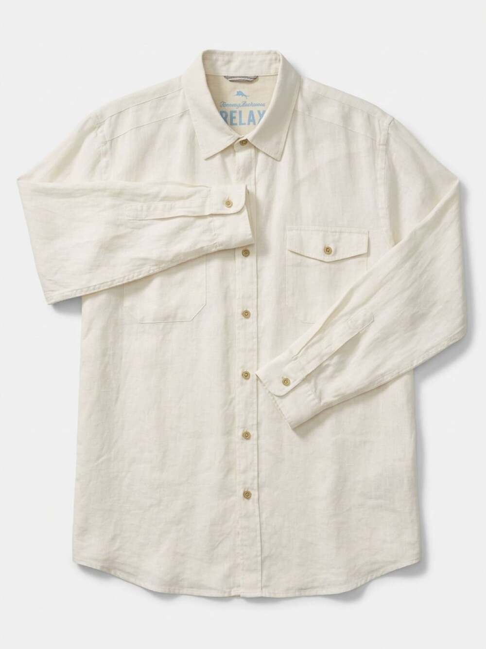 Tommy Bahama Relax Linen Shirt Size L/G White Long Sleeve